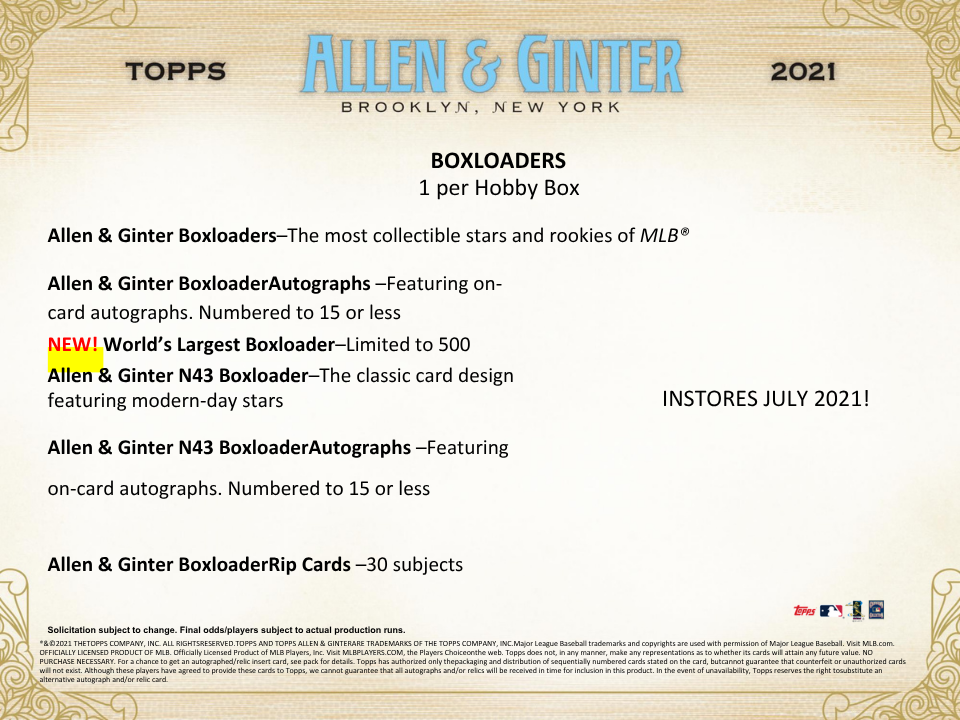 2021 Topps Allen & Ginter Baseball Hobby Box