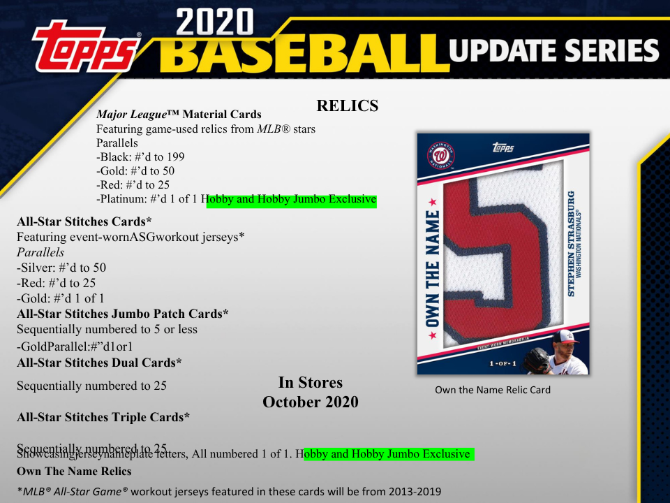 2020 Topps Update Series Baseball Jumbo Box
