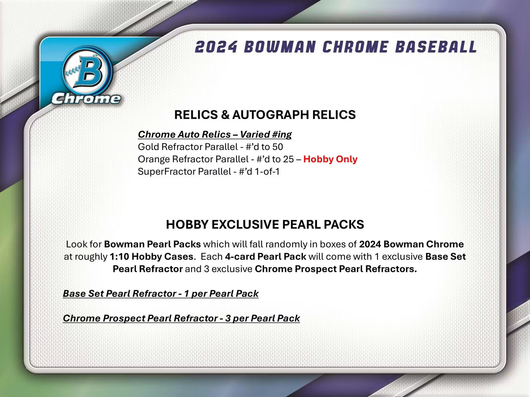 2024 Bowman Chrome Baseball Hobby Box